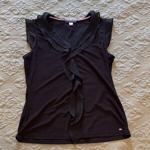 Tommy Hilfiger Black Ruffle Sleeveless Blouse